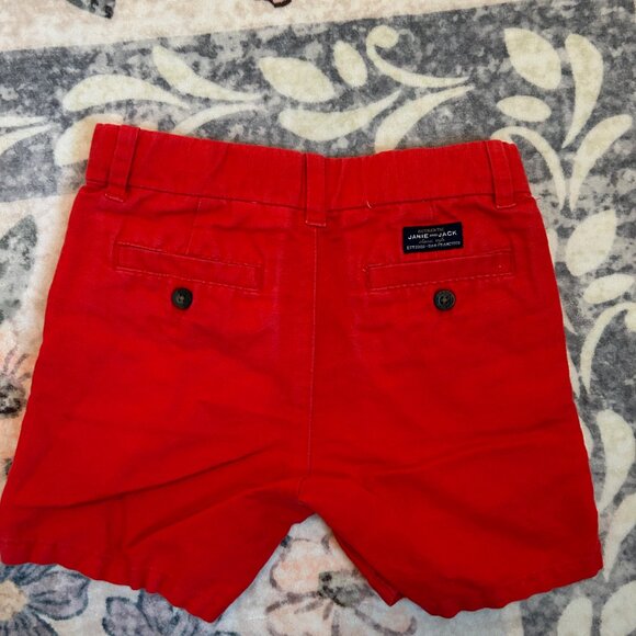 Janie & Jack Red Linen/Cotton Shorts Size 3/3T Holiday/Christmas Shorts - Picture 3 of 5
